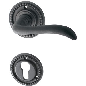 Türbeschlag authentisch aus Gusseisen schwarz runde Form